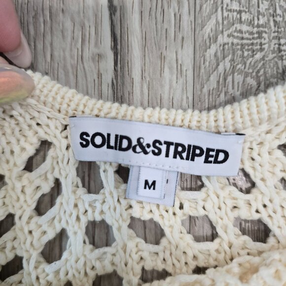 Revolve Solid & Striped NWOT open-knit crochet swim coverup cream size Medium - Picture 4 of 5